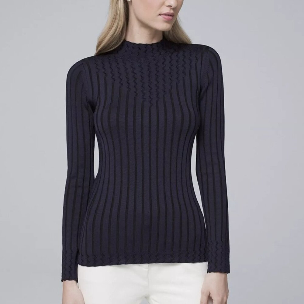 Women's Long Sleeve Ribbed Mock Neck Top, Size S